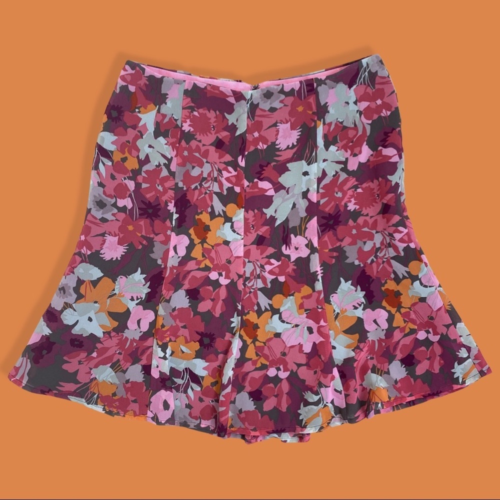Pleated Floral Mini Skirt